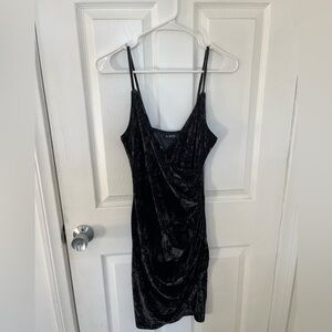 A Byer black velvet velour wrap cocktail dress